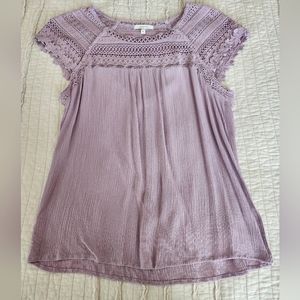 Maurices Women's Lace Trim Blouse, Size M, Lavender